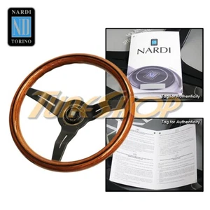 ITALY NARDI RALLY DEEP CORN 330MM STEERING WHEEL MAHOGANY WOOD WITH BLACK SPOKE - Foto 1 di 1