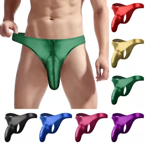 Calzoncillos metálicos de cintura baja de cuero sintético para hombre Tanga en G Bragas cissy - Imagen 1 de 32
