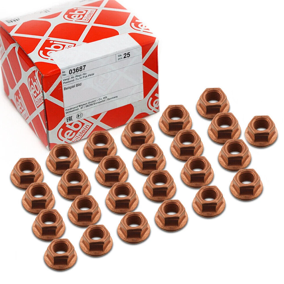 25X FEBI BILSTEIN M8 x 1,25 Mutter Abgaskrümmer Krümmer 03687 - Bild 1 von 1