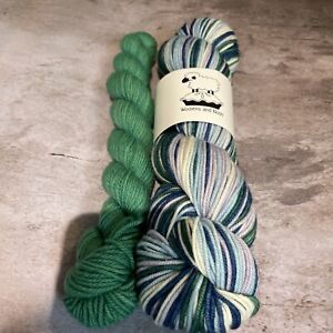 Woolens and Nosh Worsted weight self-striping yarn and mini skein