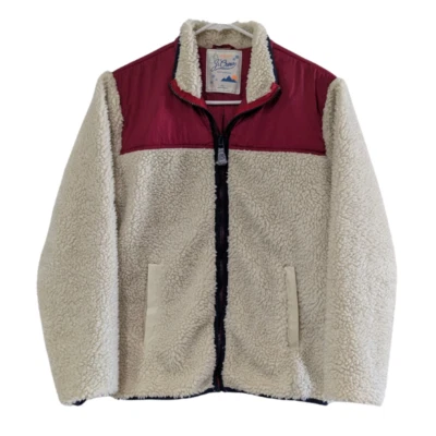Original J. Chaqueta Sherpa Crew XL Beige Piel Sintética con Acentos Rojos para Niños Foto 1 de 4