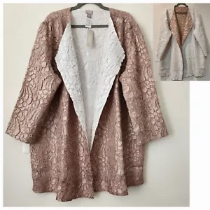 NWT $149 CHICO'S Travelers Crushed Reversible New Sonora Sand Jacket 4, 20/22 - Picture 1 of 21