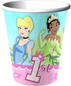 Disney 1st Princess Birthday Party 9 oz Paper Cups 8 Per Package New - Picture 1 of 1