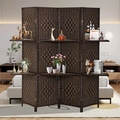 Divisor de habitación de 4 paneles pantalla de madera portátil plegable partición almacenamiento extraíble Foto 1 de 4