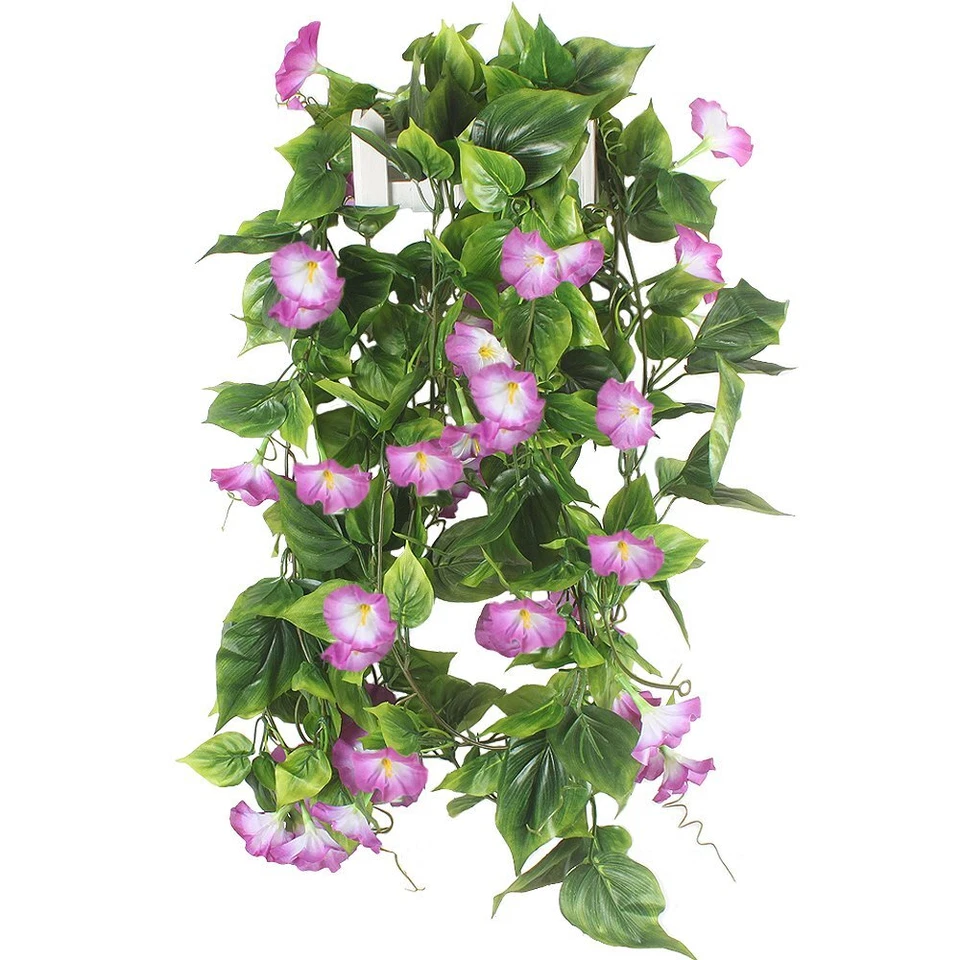 Artificial Vines 15ft Morning Glory Hanging Plants Silk Garland Fake Plant 2pcs