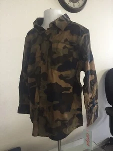 NWT Xs 4/5 Cat & Jack Camo Button Up Shirt Army Green Boys Collar 4 5 - Picture 1 of 5