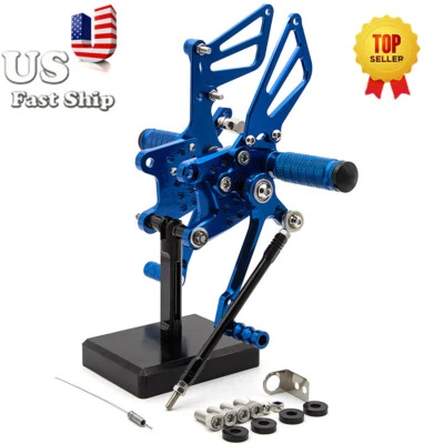 CNC Blue Rearset Foot Pegs Footrests Fits Suzuki GSXR600 2000-2004 2005 GP Shift - Image 1 of 4