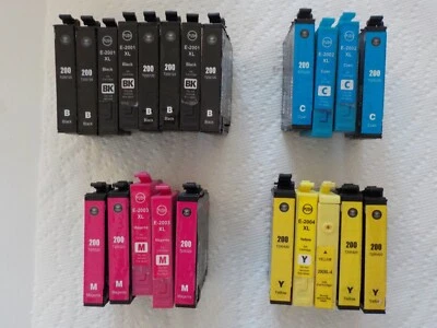 Lote de 22 cartuchos de tinta recargables vacíos Epson #200 calidad Foto 1 de 4