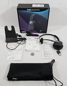 Wireless Single Ear Office Headset Noise Canceling Microphone 26hr Talk Time - Picture 1 of 19