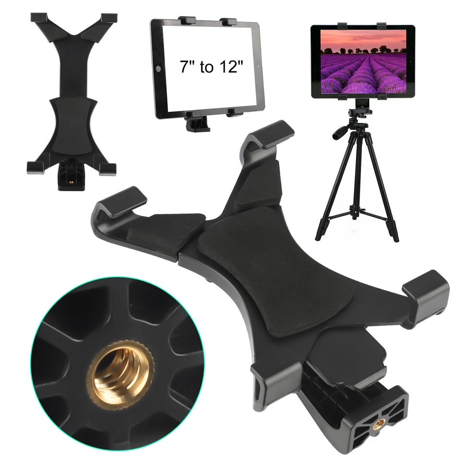 Tripod Mount Holder Bracket 1/4" Thread Adapter For 7"-12" Tablet iPad Universal - Image 1 of 4