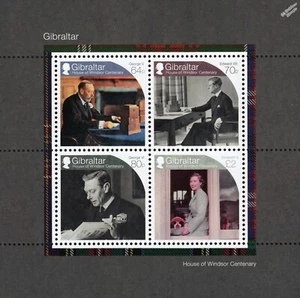 British Royal Family HOUSE OF WINDSOR Centenary Stamp Sheet (2017 Gibraltar) - Picture 1 of 1