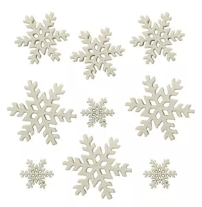 White BLIZZARD FLATBACK BUTTONS Snowflakes Scrapbooking Winter Card Making - Picture 1 of 1