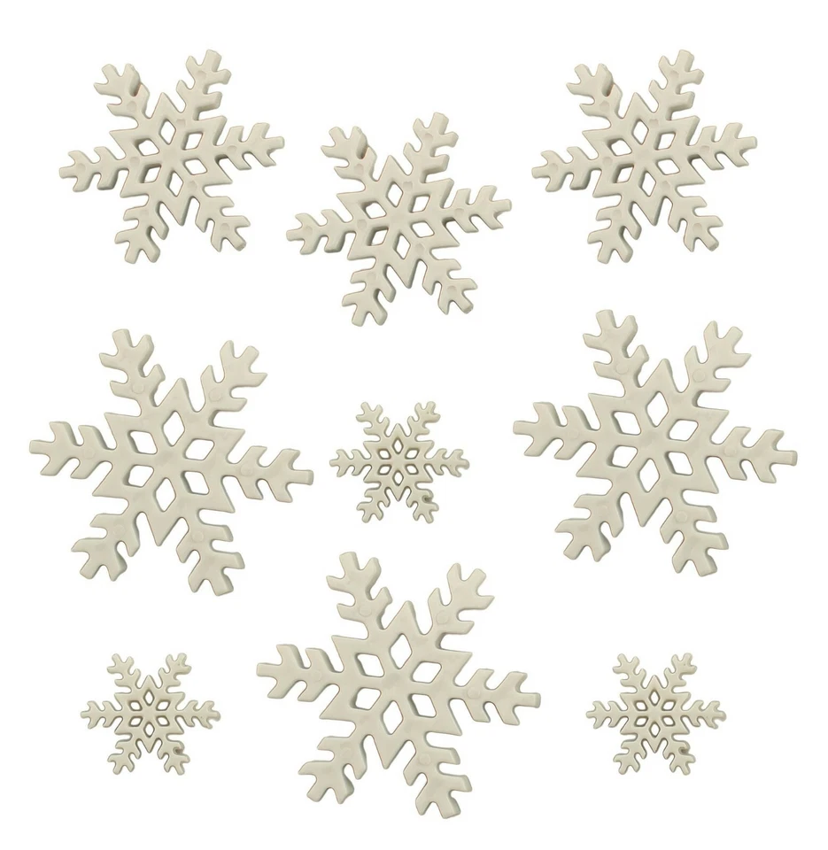 White BLIZZARD FLATBACK BUTTONS Snowflakes Scrapbooking Winter Card Making - Image 1 of 1