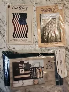 Vintage Patriotic Quilting Kit And Patterns Lot Of 3 USA Flag Throw Wall Hanging - Picture 1 of 8