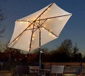 Smart Solar LED Parasol String Light (72 Lights) Warm White Multi-Function Solar - Picture 1 of 24