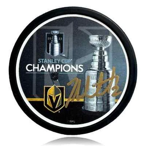 Zach Whitecloud Autografo Stanley Cup Vegas Golden Knights Hockey Puck COA IGM - Foto 1 di 5