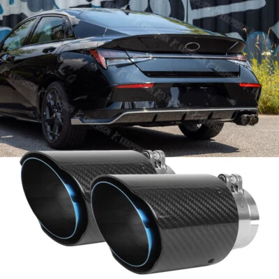 2x puntas de escape dobles de fibra de carbono de acero inoxidable de 2,5" ID a 3,5" OD para Hyundai Elantra Foto 1 de 4
