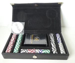 Cake Poker Token Chips Card Set Sealed Leather Case Small Handheld - Picture 1 of 10