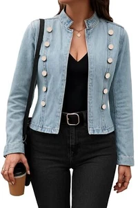 Womens Cropped Jean Jacket 2025 Trendy Lightweight Denim Jacket Slim Fit Butt... - Picture 1 of 5