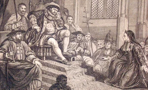 ORIGINAL Antique 1759 STATIONERS ALMANACK Headpiece Engraving / KING HENRY VIII - Picture 1 of 6