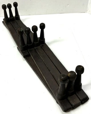 Antique 10 Peg Wooden Accordian Folding Rack Hat Coat Mug Rack Expandable - Image 1 of 4