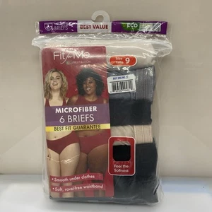 Fruit Of The Loom Fit For Me Pack Of 6 Microfiber Brief Panties Size 9 New W Tag - Picture 1 of 3