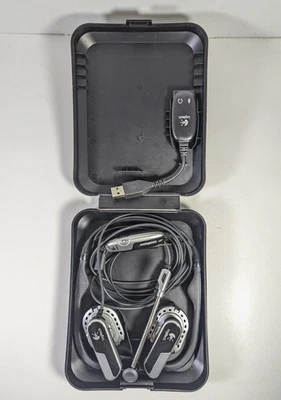 Logitech Premium Notebook Neckband Headset Earphones Silver/Black w/ Case - Image 1 of 4