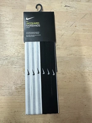 Nike Stretchy Headbands 6 Pack Hairbands Black, White/Grey New in Package - Image 1 of 4