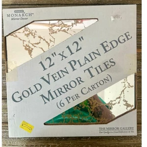 Vintage Mirror Tiles Gold Vein 12 x 12 Monarch Decor Mid Century Decor 6 total - Picture 1 of 5