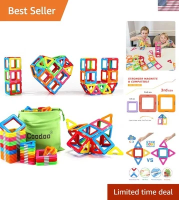 升级版磁性块硬瓷砖 STEM 玩具适用于 3 + 老男孩和女孩 Lea... — 第 1/4 张图片