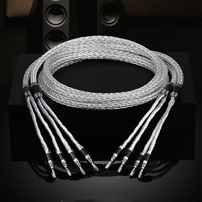 Cavo Filo Altoparlante HiFi 8 Awg Placca Argento 8N OCC Fibra di Carbonio Banana Vanga - Immagine 1 di 4