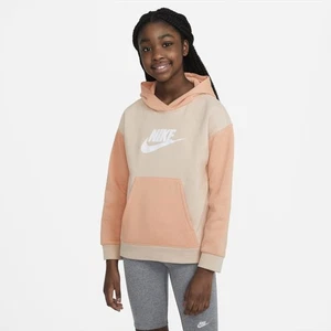 Nike Sportswear Hoodie Girls Small Orange Cotton Long Sleeve Pullover GBO281 - Picture 1 of 10