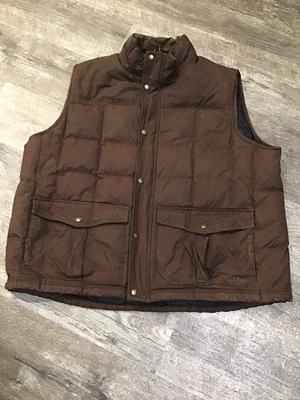 Lot-360- L L Bean Brown Down Fille Quited Puffer Vest Mens Size XXL Nice  - Image 1 of 4