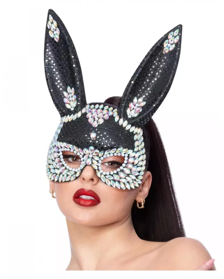 Black Bunny Maske mit Steinchen - Bild 1 von 1