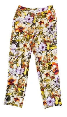 Pantalones de mujer Chico’s 100 % lino estampado floral pierna recta verano talla grande alto Foto 1 de 4