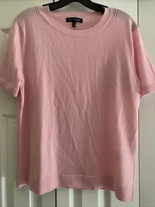 Banana Republic Ladies M Extra Fine Merino Wool Short Sleeve Sweater Pink - Picture 1 of 6