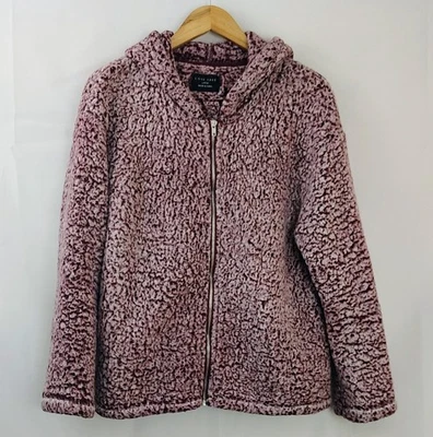 Love Tree  Womens Burgundy Long Sleeve Full Zip Fleece Casual Pullover Sweater L - Imagem 1 de 4