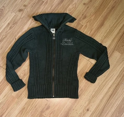 Suéter Harley Davidson tejido con cable cremallera talla pequeña  Foto 1 de 4