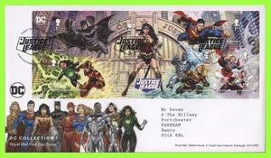 G.B. 2021 D C Collection m/s on Royal Mail First Day Cover, Justicetown - Picture 1 of 1