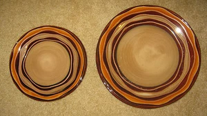 SABATIER STEINGUT 4073 WAVES 70er STIL BRAUN UND ORANGE - 2 SALATTELLER - Bild 1 von 1