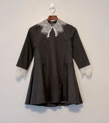 UNIF Doll Lace Collar Wednesday Addams Pilgrim Witchy Aesthetic Dress Size XS - Image 1 of 4