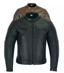 Motorrad Echt Rindsleder Racer Jacke Klassiker Vintage Motorradfahren Mantel - Bild 1 von 12