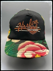 Cappello berretto camionista Harley Davidson hawaiano floreale snapback moto anni '80 - Foto 1 di 11