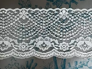 Vintage Nottingham Lace 9.5cm 95mm Floral Pattern White Wedding Lingerie Trim - Picture 1 of 9