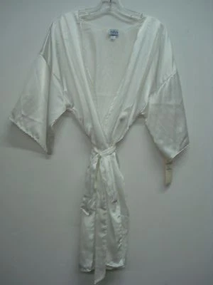 Hecho en EE. UU. Lencería Nancy King Maquillaje Chaqueta Bata Talla Mediana Blanca #866Q Foto 1 de 2