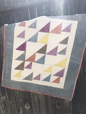 Handmade QUILT Naturally Dyed Fabrics Hand-Quilted 30x35 In.