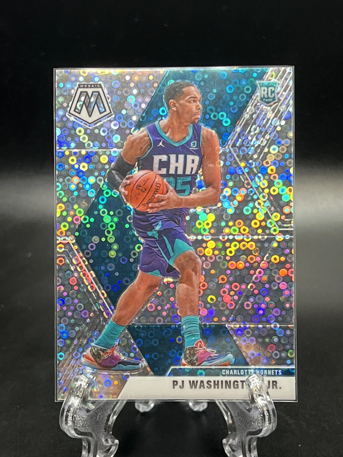 PJ Washington RC 2019-20 Mosaic Fast Break SILVER DISCO PRIZM 213 Hornets Rookie