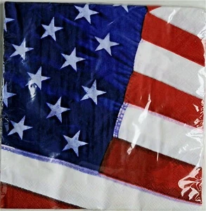 Party Creations Home of the Brave American Flag Luncheon Napkin 18 Napkins Pack - Picture 1 of 4