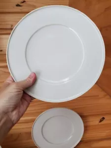 West Elm Stoneware Set of Two (2) Salad Plates 9" Made In Portugal White / Ivory - Picture 1 of 7