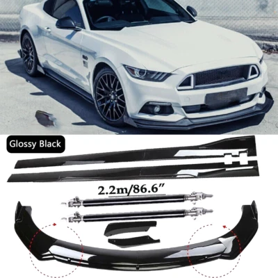 Front Bumper Spoiler Body Kit /Side Skirt/Strut Glossy Black  For Ford Mustang Foto 1 de 4